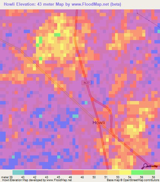 Howli,India Elevation Map