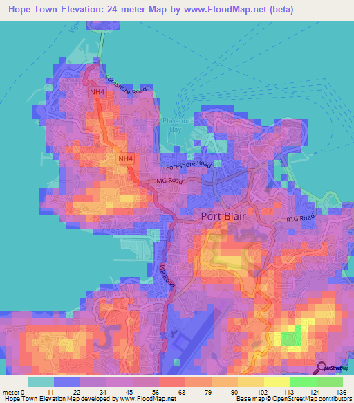 Hope Town,India Elevation Map