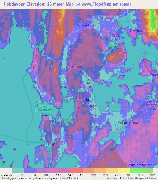 Hobdaypur,India Elevation Map