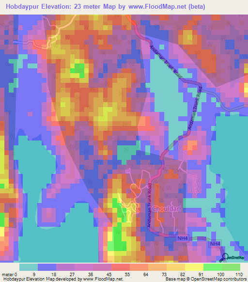 Hobdaypur,India Elevation Map