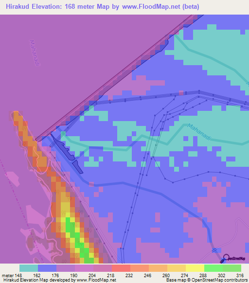 Hirakud,India Elevation Map