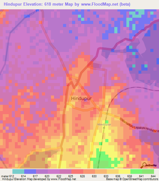 Hindupur,India Elevation Map