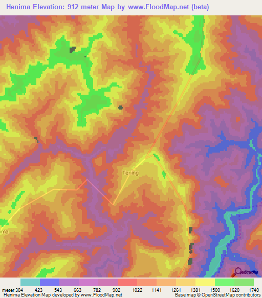 Henima,India Elevation Map