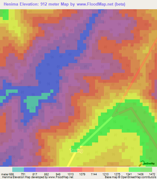 Henima,India Elevation Map