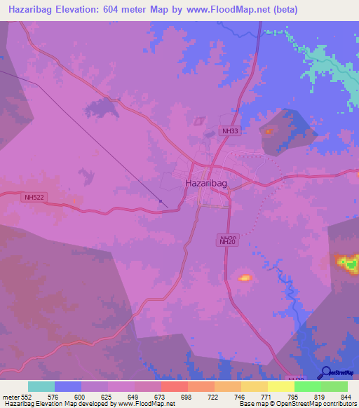 Hazaribag,India Elevation Map