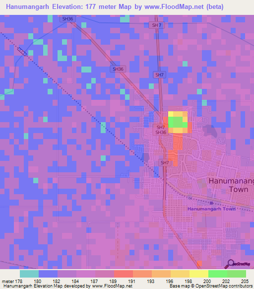 Hanumangarh,India Elevation Map