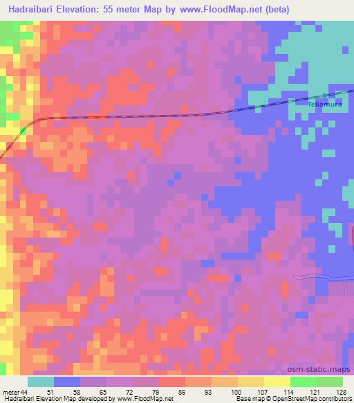 Hadraibari,India Elevation Map