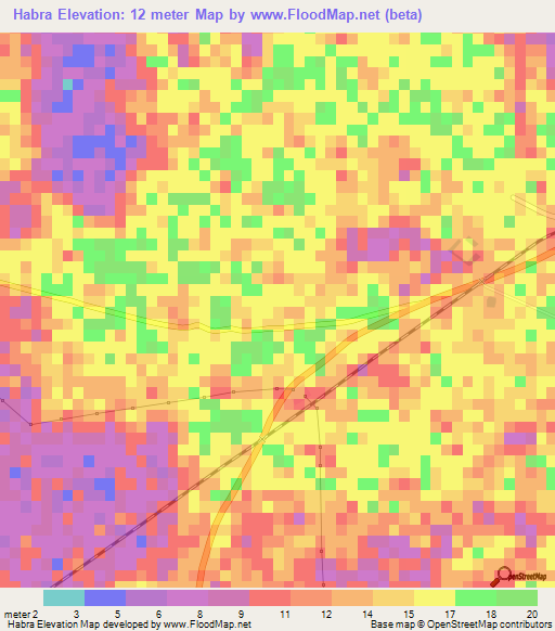 Habra,India Elevation Map