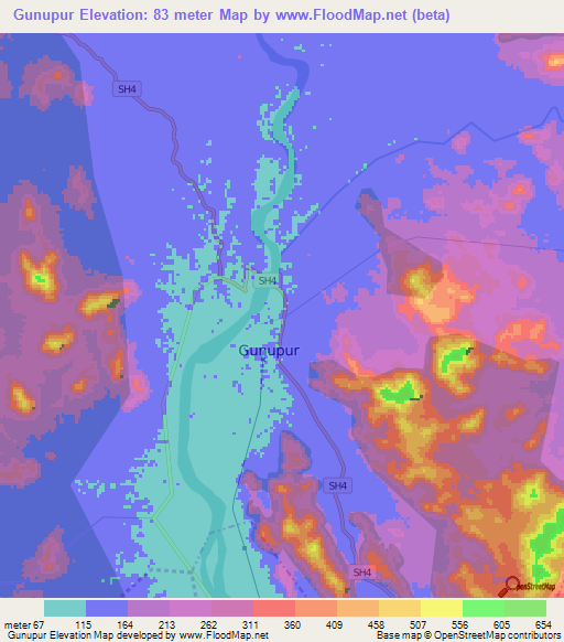 Gunupur,India Elevation Map