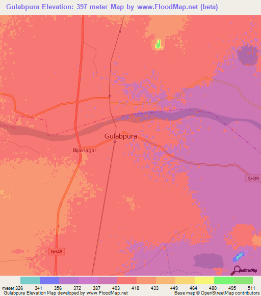 Gulabpura,India Elevation Map