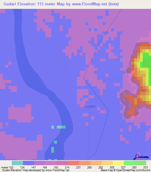 Gudari,India Elevation Map