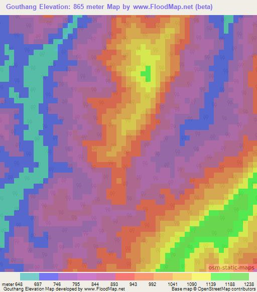 Gouthang,India Elevation Map