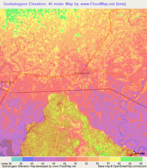 Goshaingaon,India Elevation Map