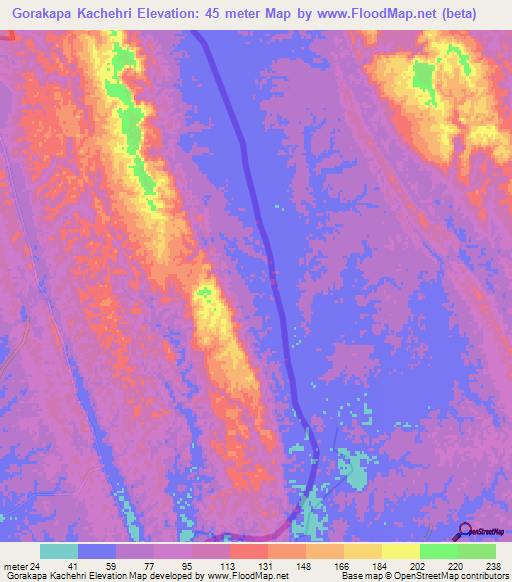 Gorakapa Kachehri,India Elevation Map