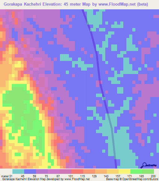 Gorakapa Kachehri,India Elevation Map