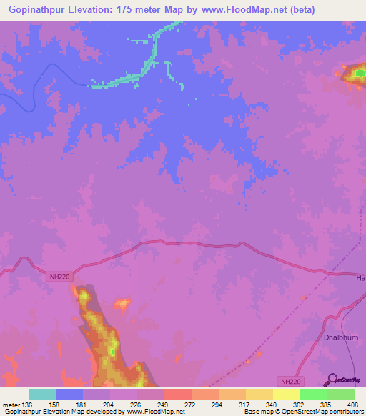 Gopinathpur,India Elevation Map
