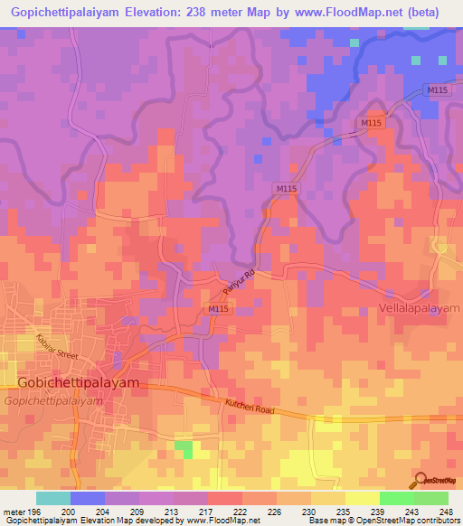 Gopichettipalaiyam,India Elevation Map