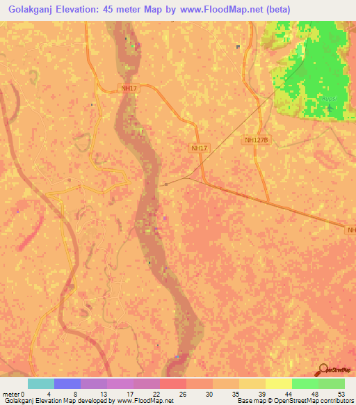 Golakganj,India Elevation Map