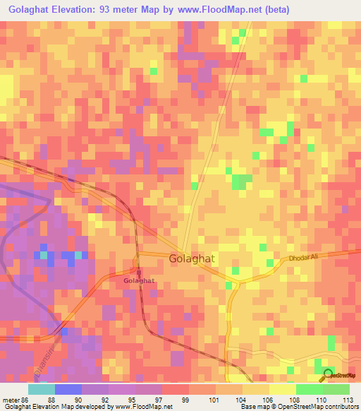 Golaghat,India Elevation Map