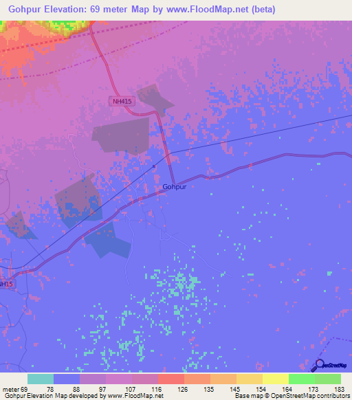 Gohpur,India Elevation Map