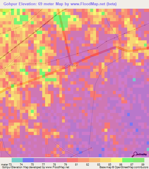 Gohpur,India Elevation Map