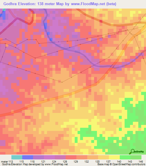 Godhra,India Elevation Map