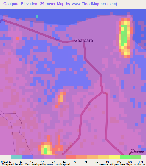 Goalpara,India Elevation Map