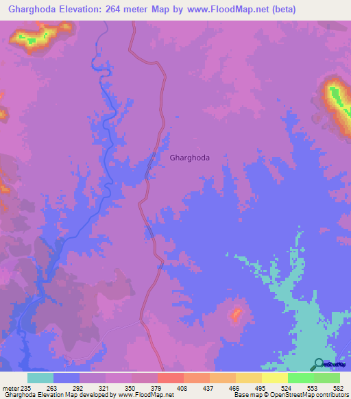 Gharghoda,India Elevation Map