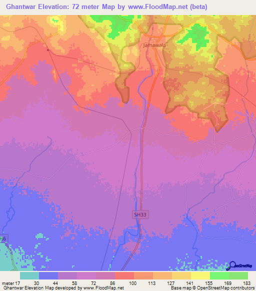 Ghantwar,India Elevation Map