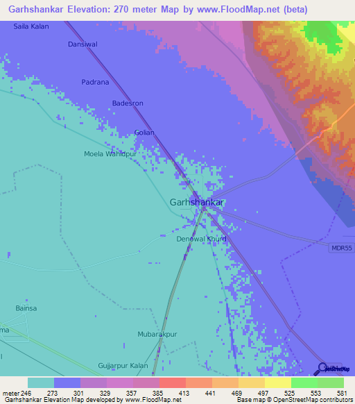 Garhshankar,India Elevation Map