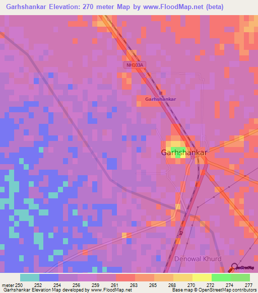 Garhshankar,India Elevation Map