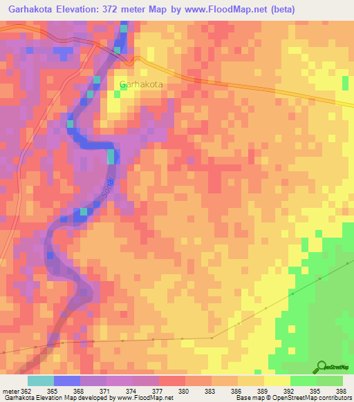 Garhakota,India Elevation Map