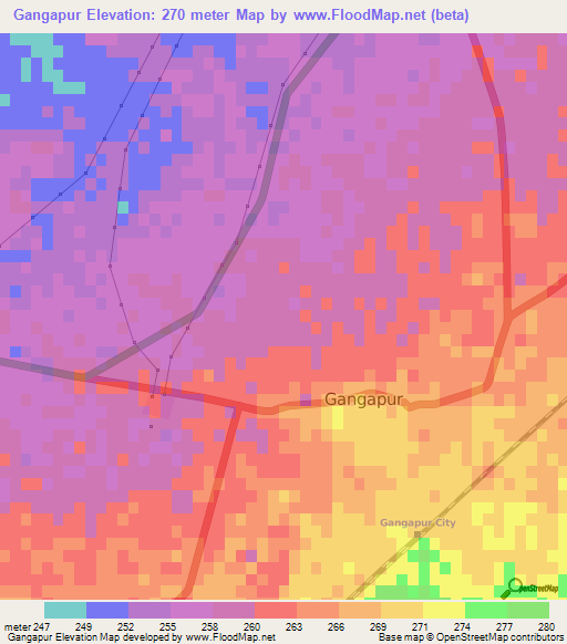 Gangapur,India Elevation Map