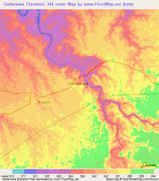 Gadarwara,India Elevation Map