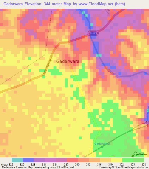 Gadarwara,India Elevation Map