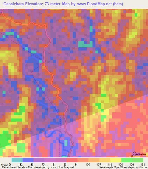 Gabaichara,India Elevation Map