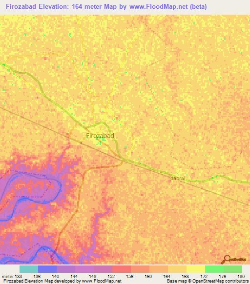 Firozabad,India Elevation Map