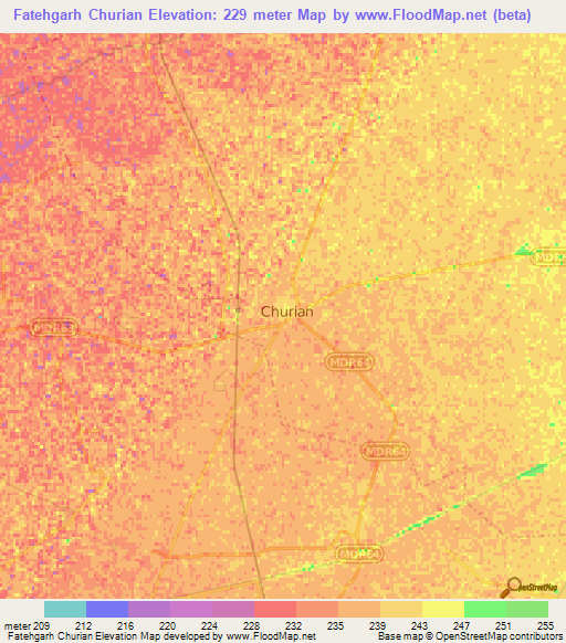 Fatehgarh Churian,India Elevation Map