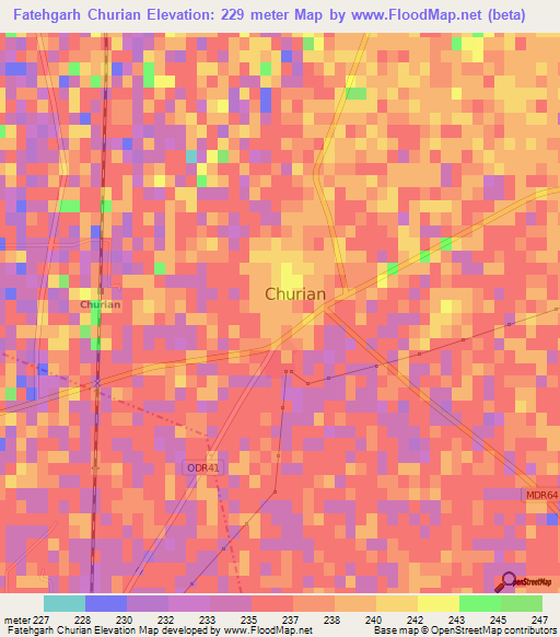 Fatehgarh Churian,India Elevation Map