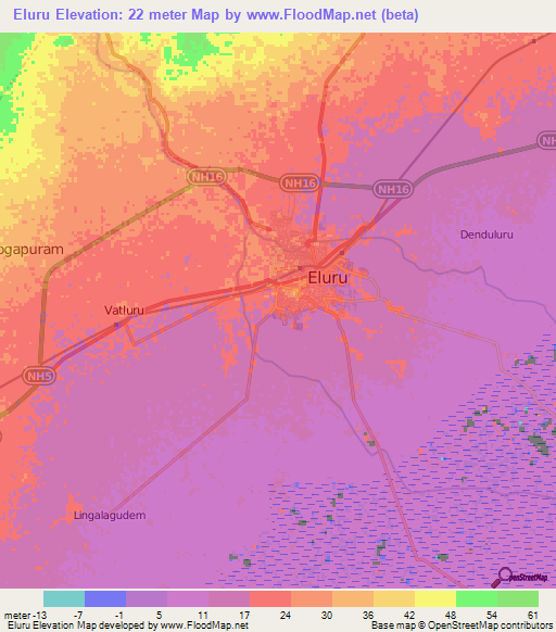 Eluru,India Elevation Map