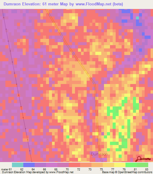Dumraon,India Elevation Map