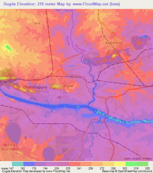 Dugda,India Elevation Map
