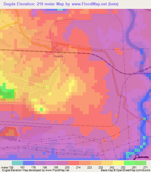 Dugda,India Elevation Map