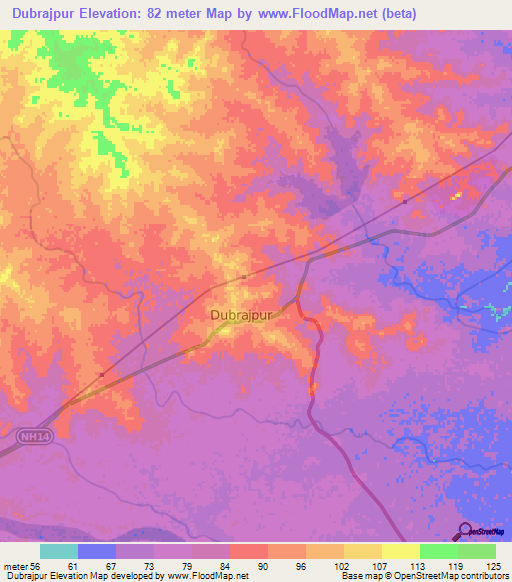 Dubrajpur,India Elevation Map
