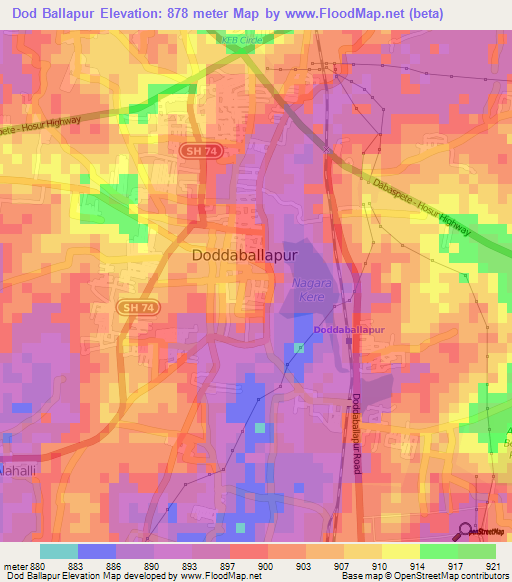 Dod Ballapur,India Elevation Map