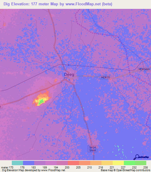 Dig,India Elevation Map