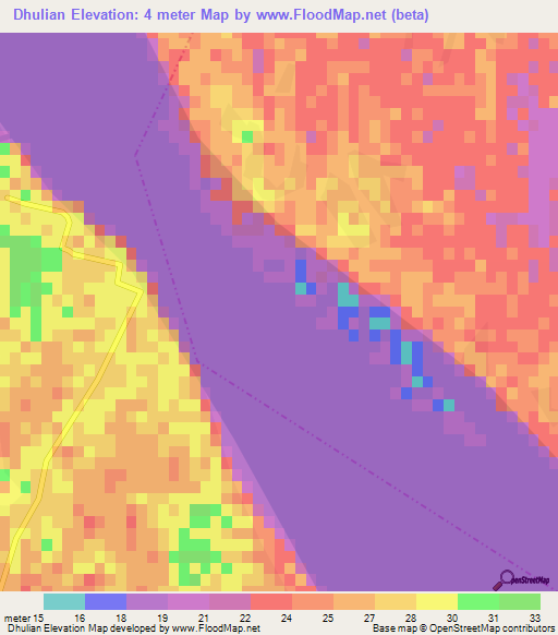 Dhulian,India Elevation Map
