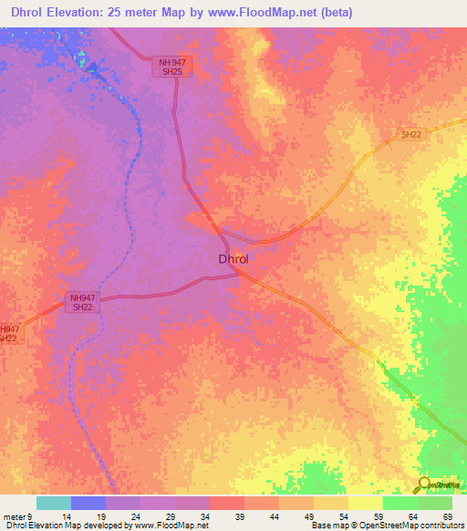 Dhrol,India Elevation Map