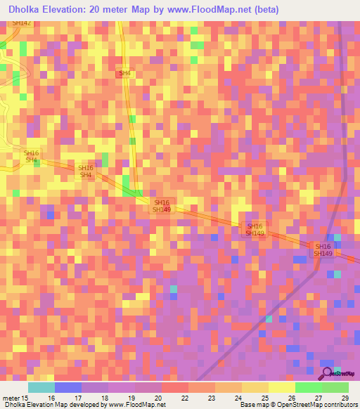 Dholka,India Elevation Map