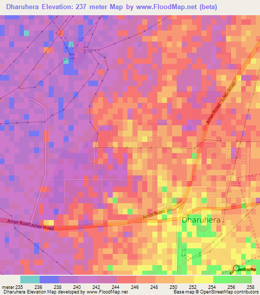 Dharuhera,India Elevation Map